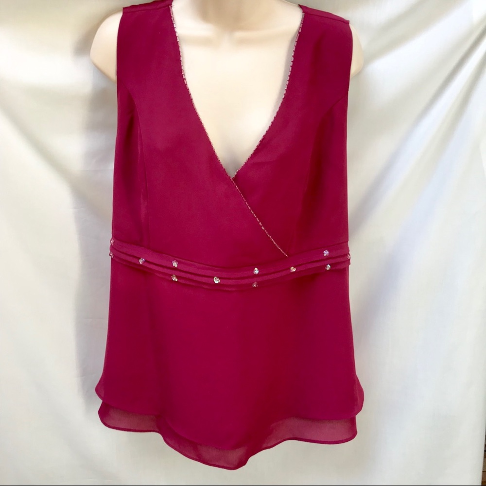 Announcements Fuschia V-Neck Beaded Maternity Top